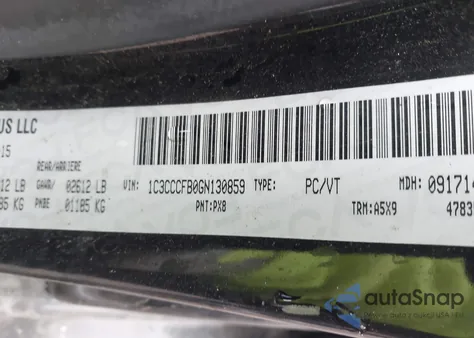 2016 Chrysler 200 Lx z USA, uszkodzony, nr VIN 1C3CCCFB0GN130859